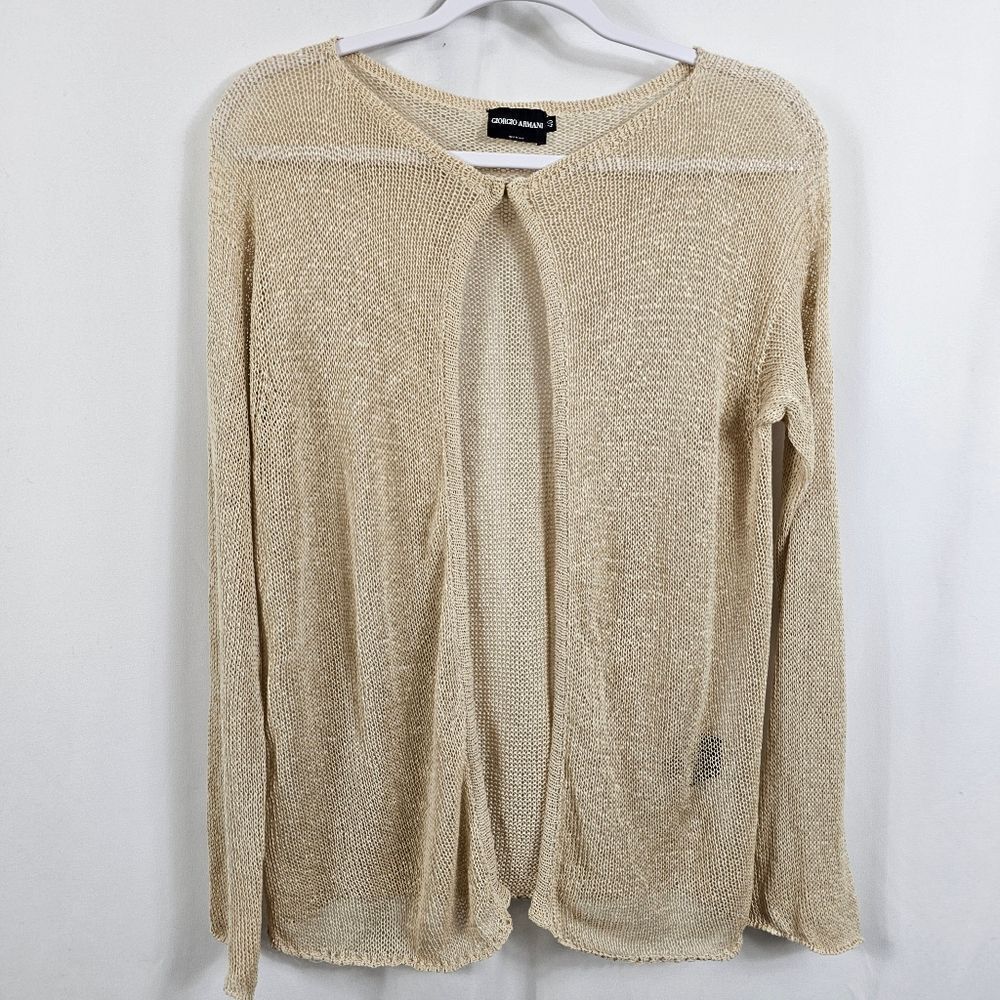 Vintage Giorgio Armani Open Knit Cardigan in Cream - Size 40 (Italian)